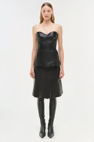 Tyla Leather Bustier Top
