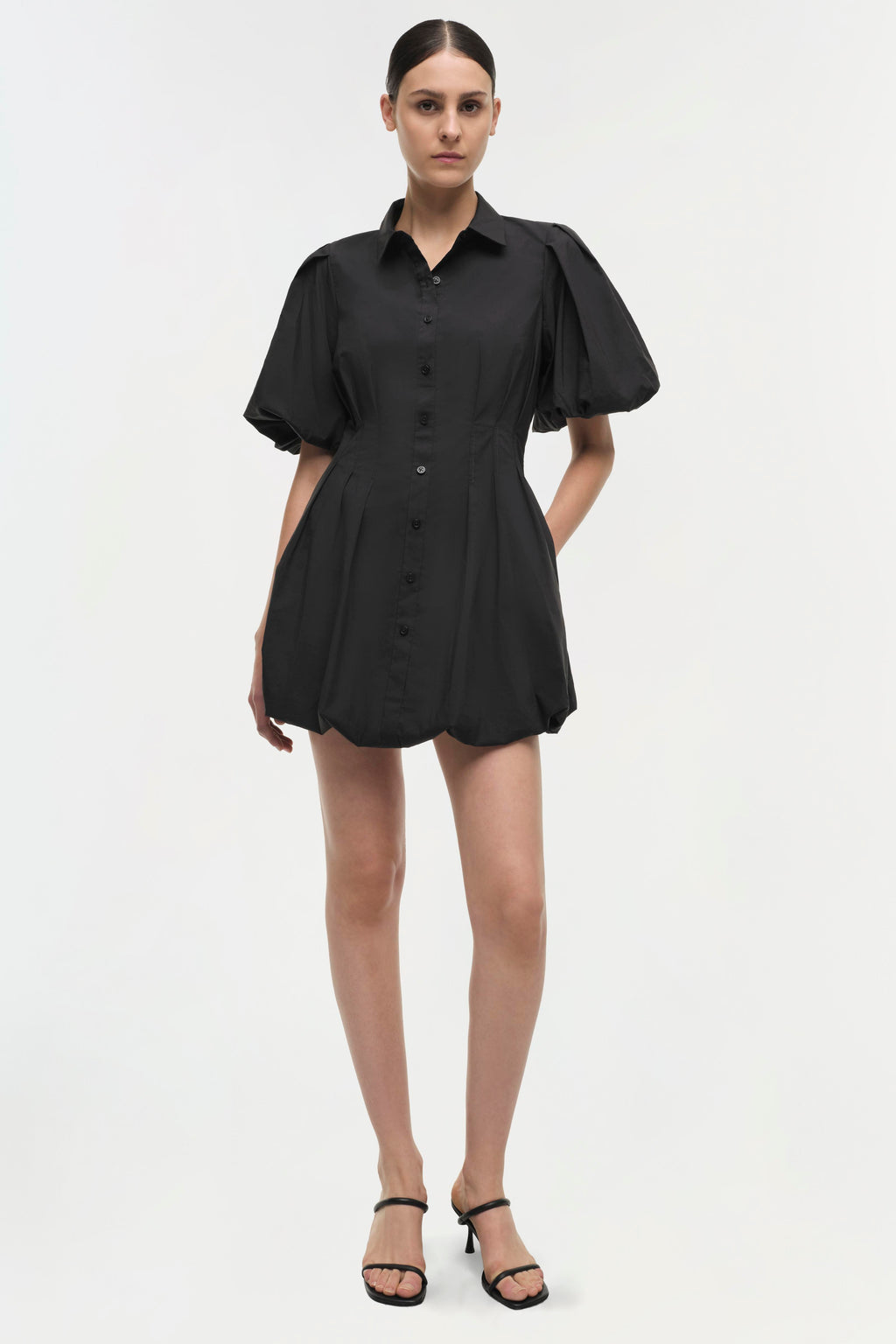 CLEO BALLOON PINTUCKED MINI DRESS