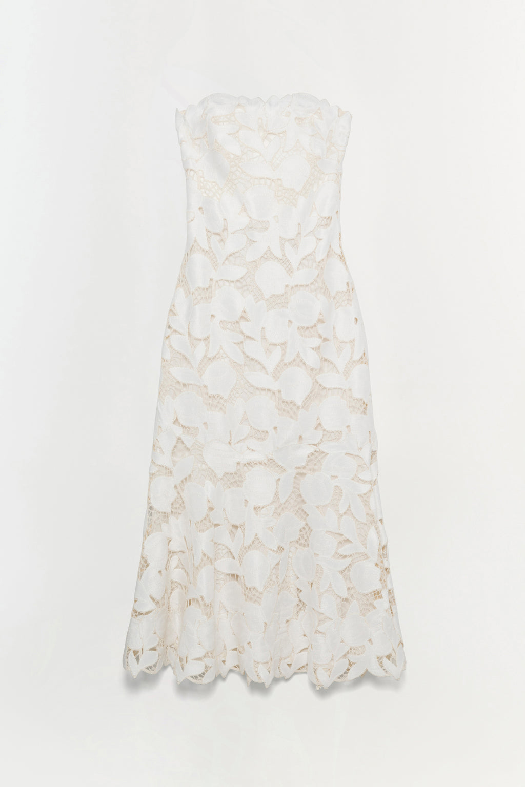 embroidered floral strapless dress in white Valletta Bustier Midi - Multi 727363788844 Strapless Neckline Sleeves Shenor Collections Womens Black Size:L (12-14)