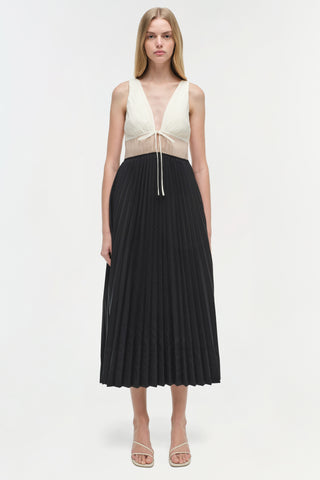 Stephanie Pleated Poplin Midi Dress