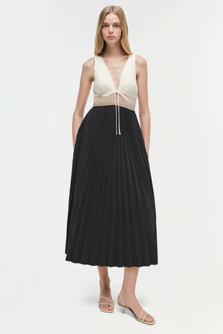 Stephanie Pleated Poplin Midi Dress