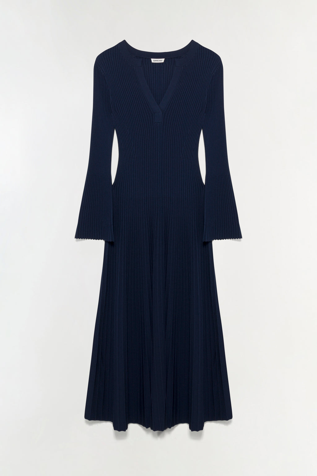 SIMKHAI Women's V-neck Genna Knit Midi Dress in Midnight, Size Small