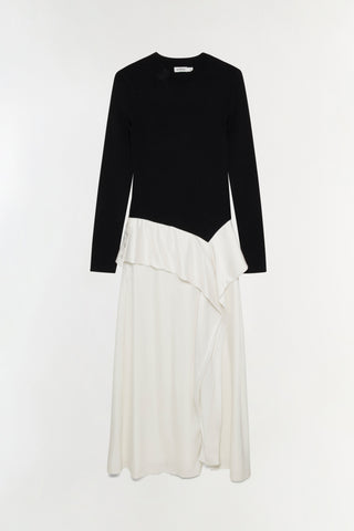 Ornella Knit Satin Midi Dress