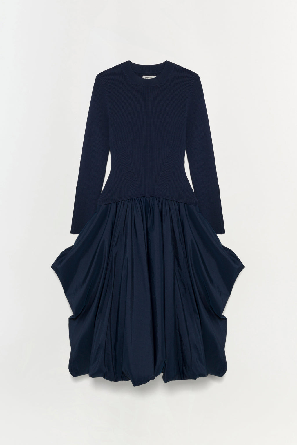 SIMKHAI Women's Kenlie Bubble Midi-Dress - Midnight - Size Large SIMKHAI Women's Kenlie Bubble Midi-Dress - Midnight - Size Large