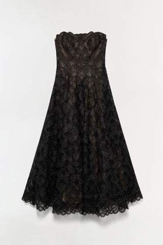 Elvina Gilded Lace Midi Dress