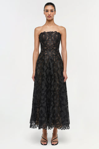 Elvina Gilded Lace Midi Dress
