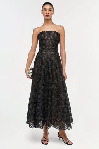 Elvina Gilded Lace Midi Dress