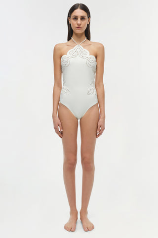 Nicolette Halter Embroidered Swimsuit