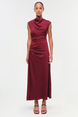 Burke Draped Satin Midi Dress