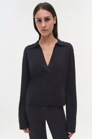 Cotton Cashmere Long Sleeve Polo