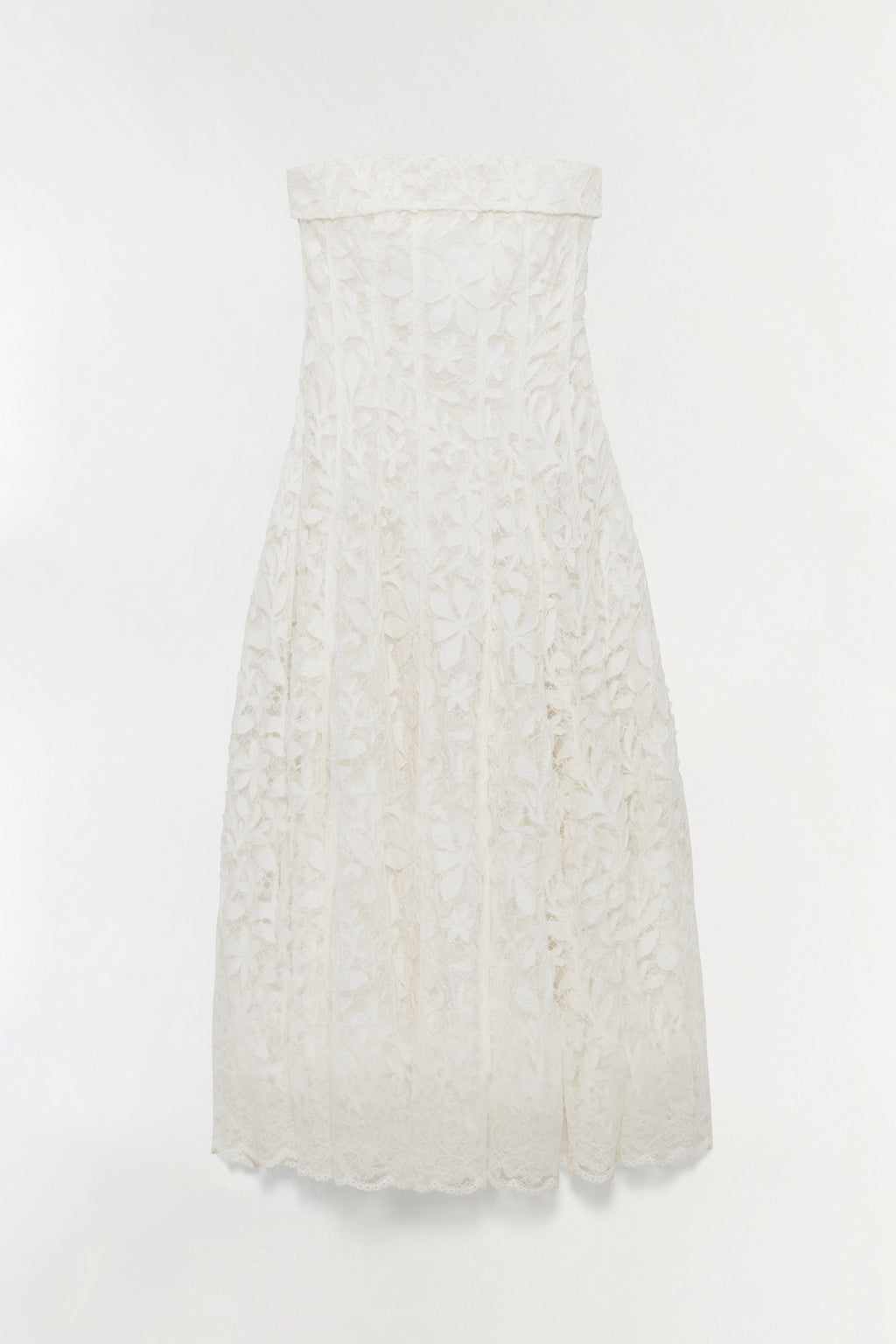 SIMKHAI Women's Imogen Lace Bustier Midi Dress in White, Size 12 SIMKHAI Women's Imogen Lace Bustier Midi Dress in White, Size 12