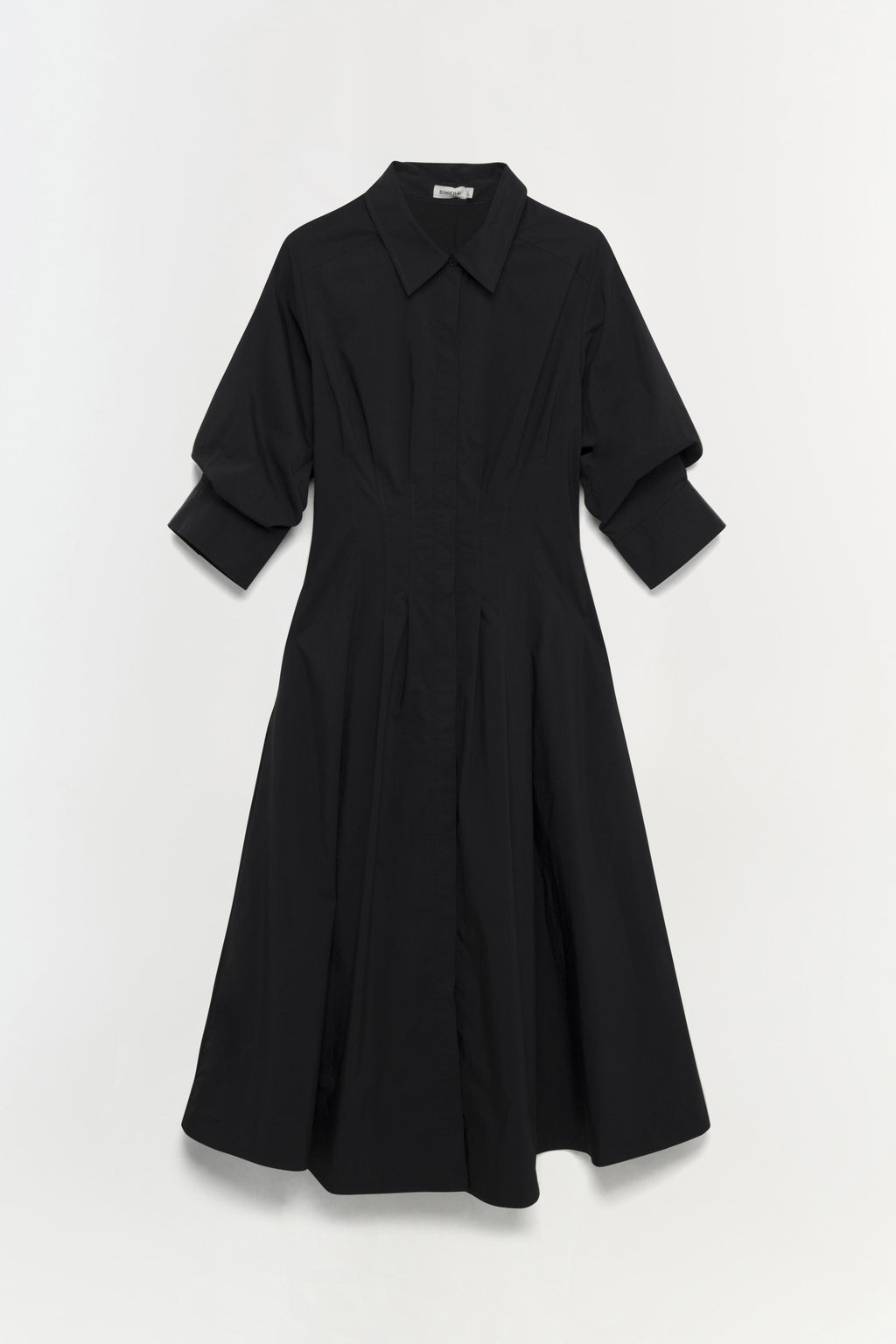 black long sleeve shirt dress SIMKHAI Women's Jazz Pintuck Poplin Midi-Dress - Color:Black/Hot Pink straps Can I Wear a easy and billowy