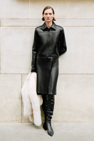Raddix Leather Midi Skirt