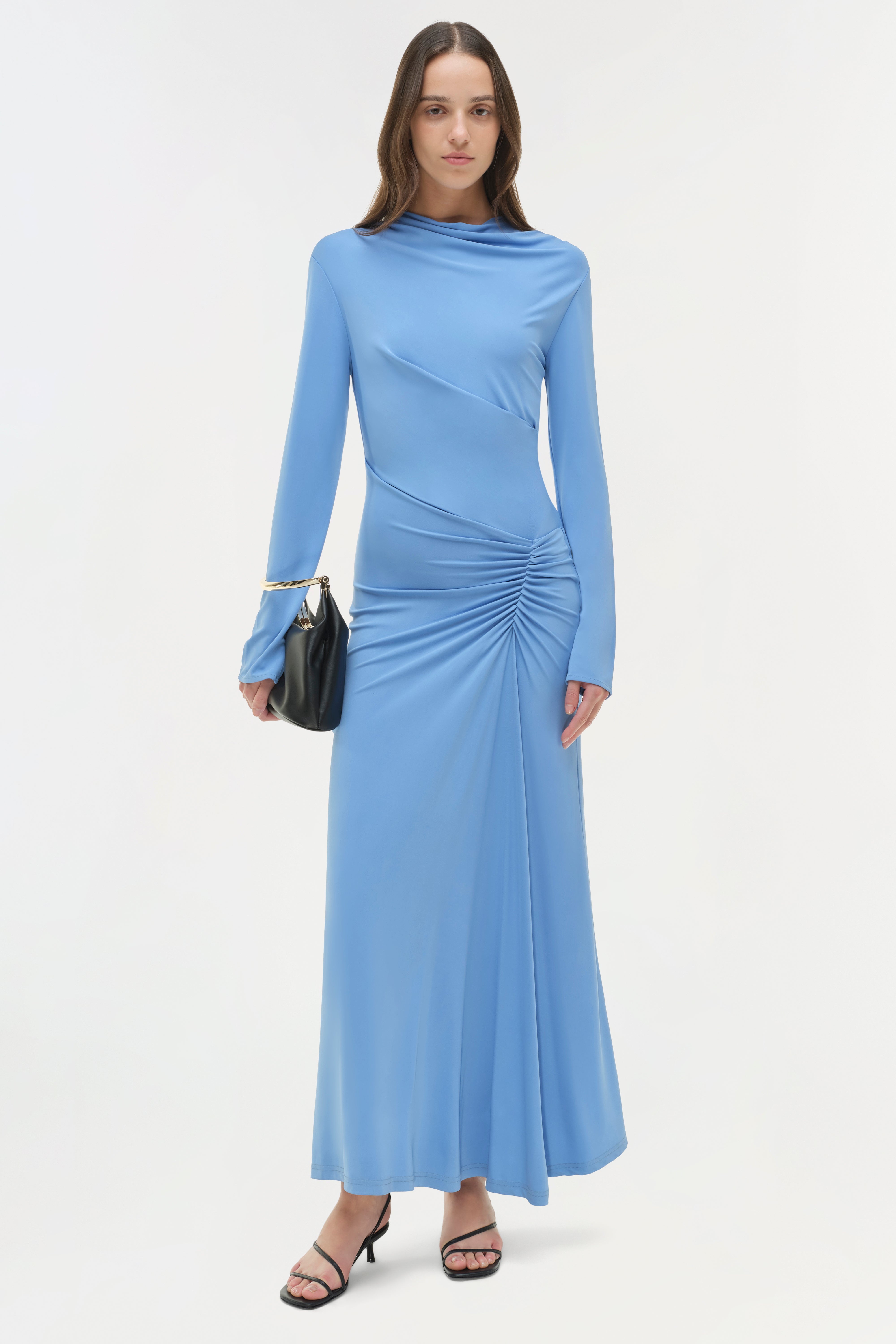 Ferrera Draped Jersey Midi Dress SIMKHAI Ferrera Draped Jersey Midi Dress SIMKHAI