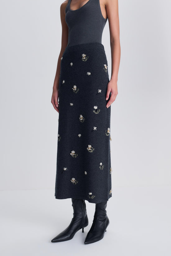 Chelly Embellished Wool Cashmere Midi Skirt