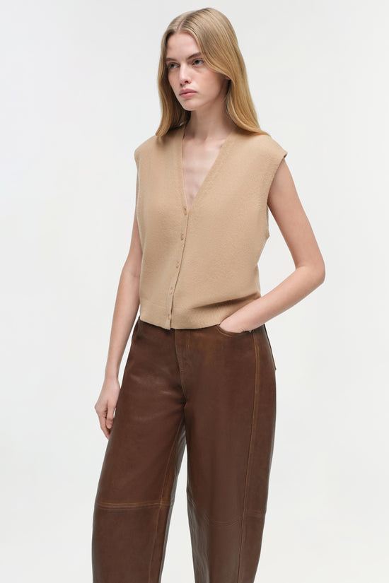 Waldon Leather Curved Leg Pant