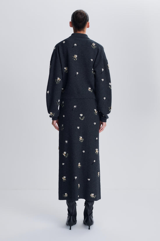 Chelly Embellished Wool Cashmere Midi Skirt