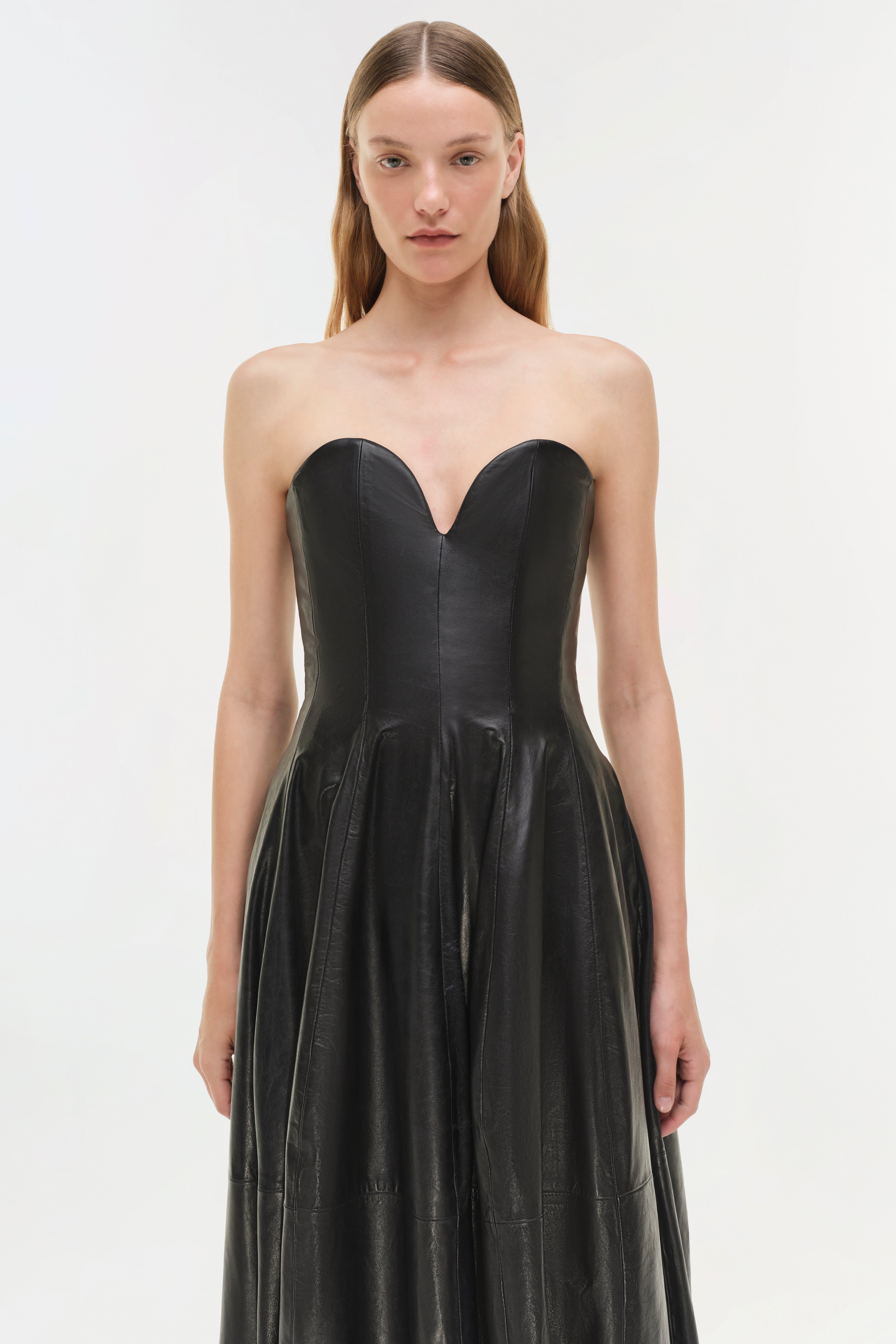 SIMKHAI Women's Carrington Leather Bustier Gown in Black, Size 00 SIMKHAI Women's Carrington Leather Bustier Gown in Black, Size 00