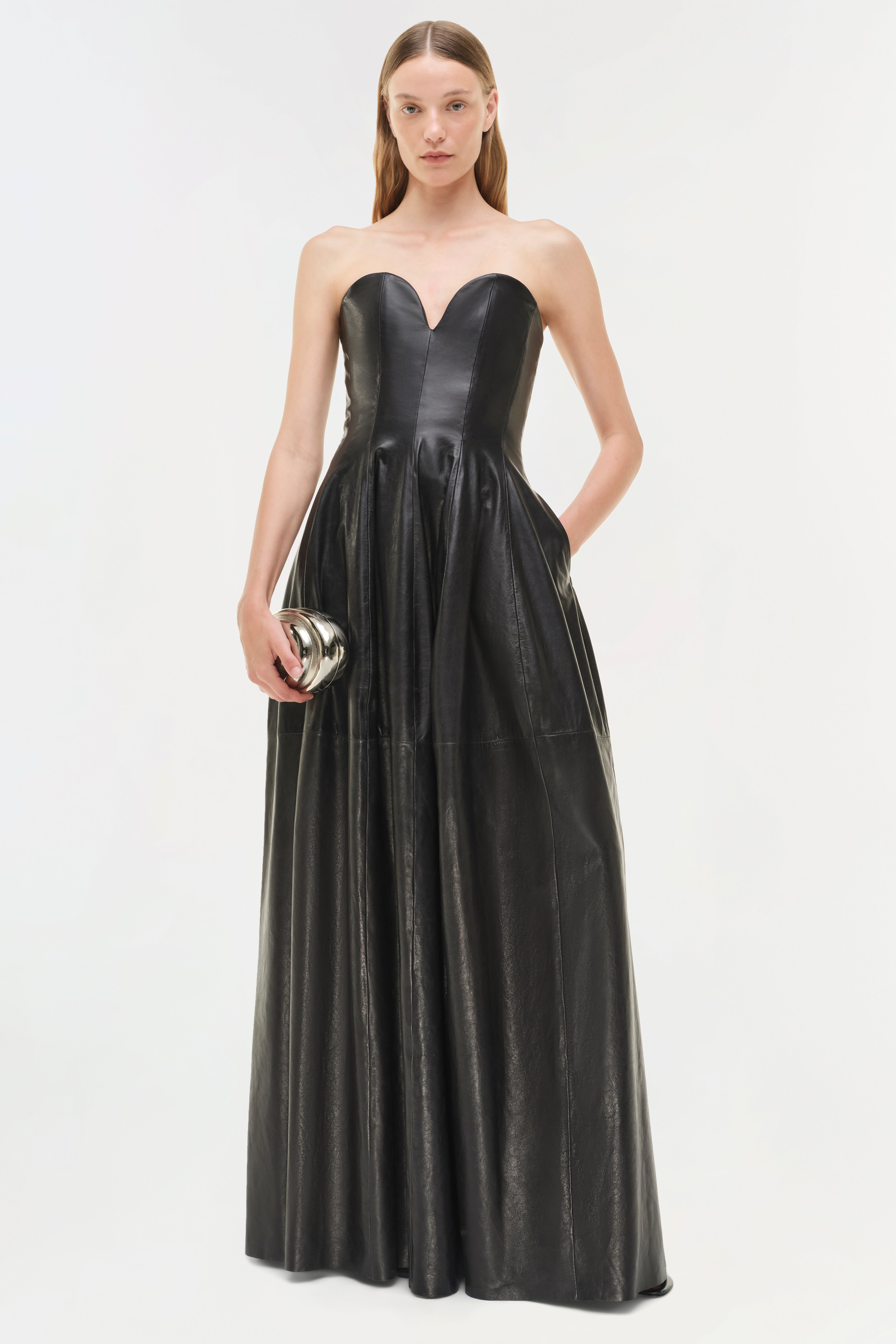 SIMKHAI Women's Carrington Leather Bustier Gown in Black, Size 00 SIMKHAI Women's Carrington Leather Bustier Gown in Black, Size 00