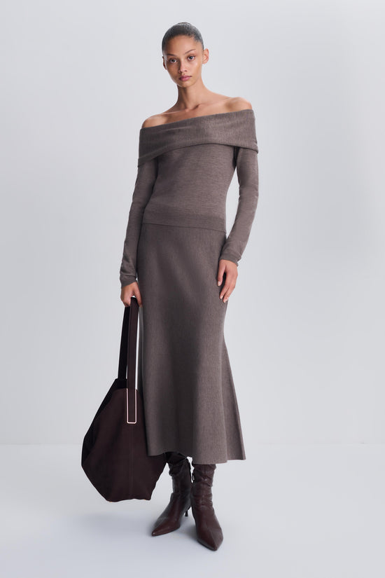 Delphia Off-Shoulder Merino Wool Sweater