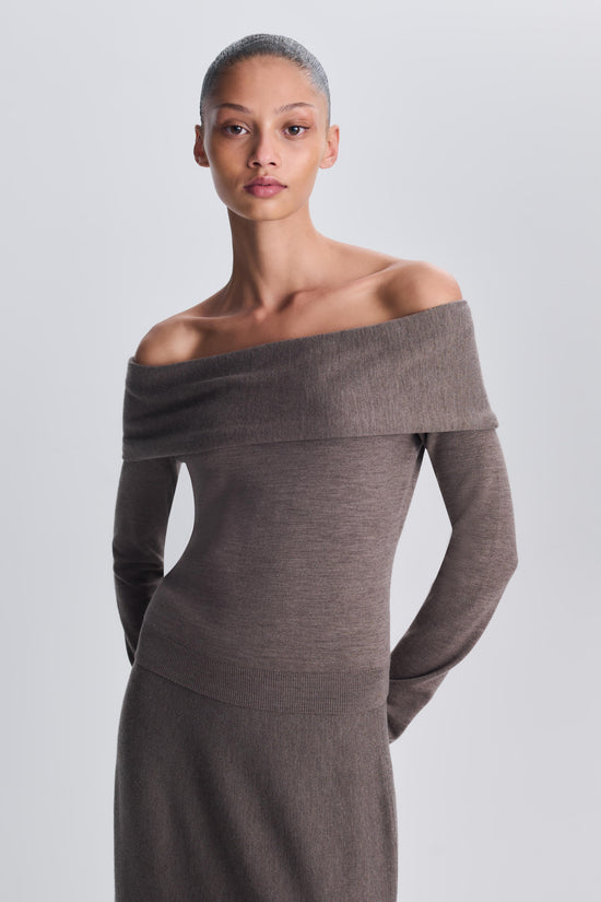 Delphia Off-Shoulder Merino Wool Sweater