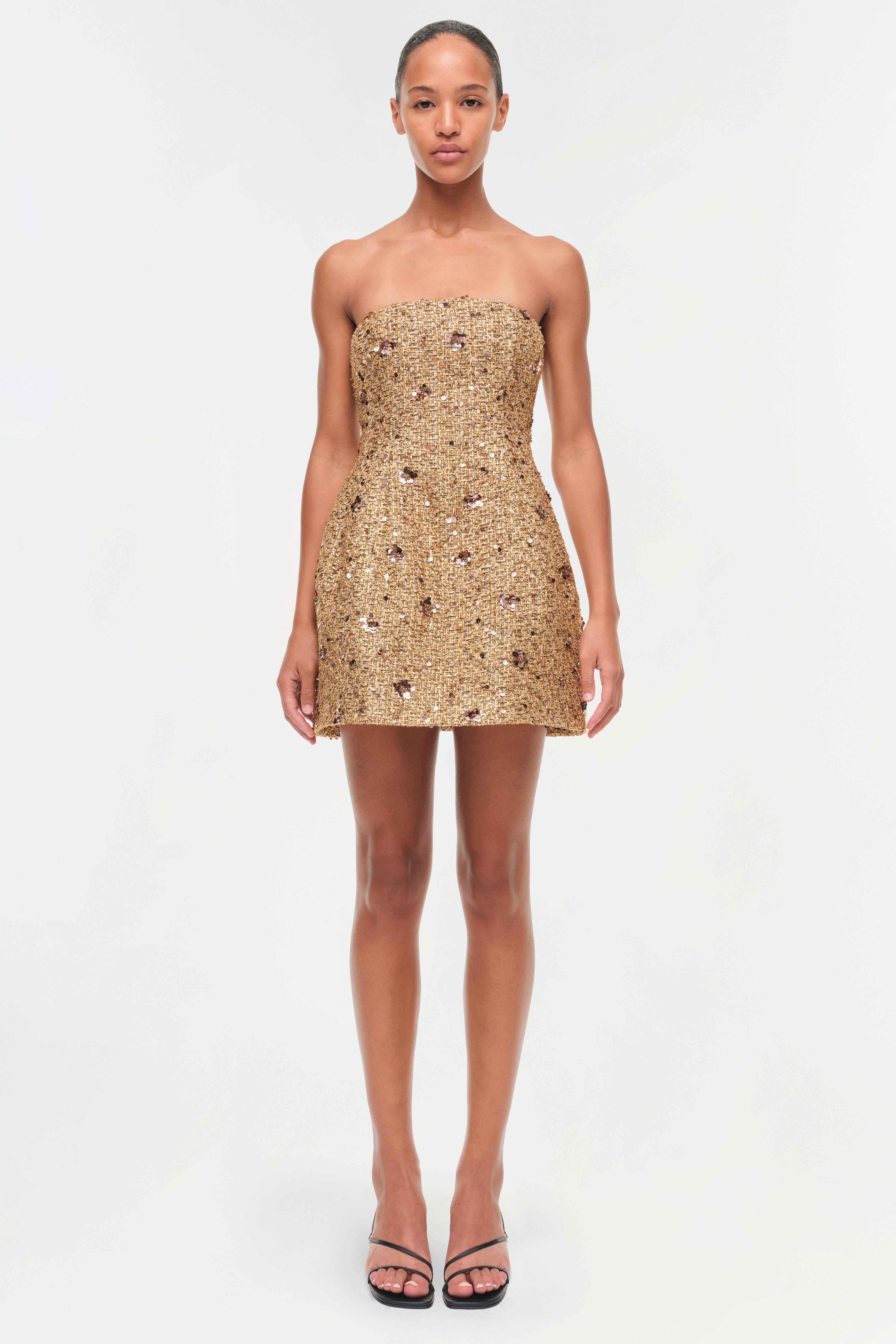 SIMKHAI Women's Kit Gilded Tweed Mini Dress in Gold Multi, Sequin, Size 4