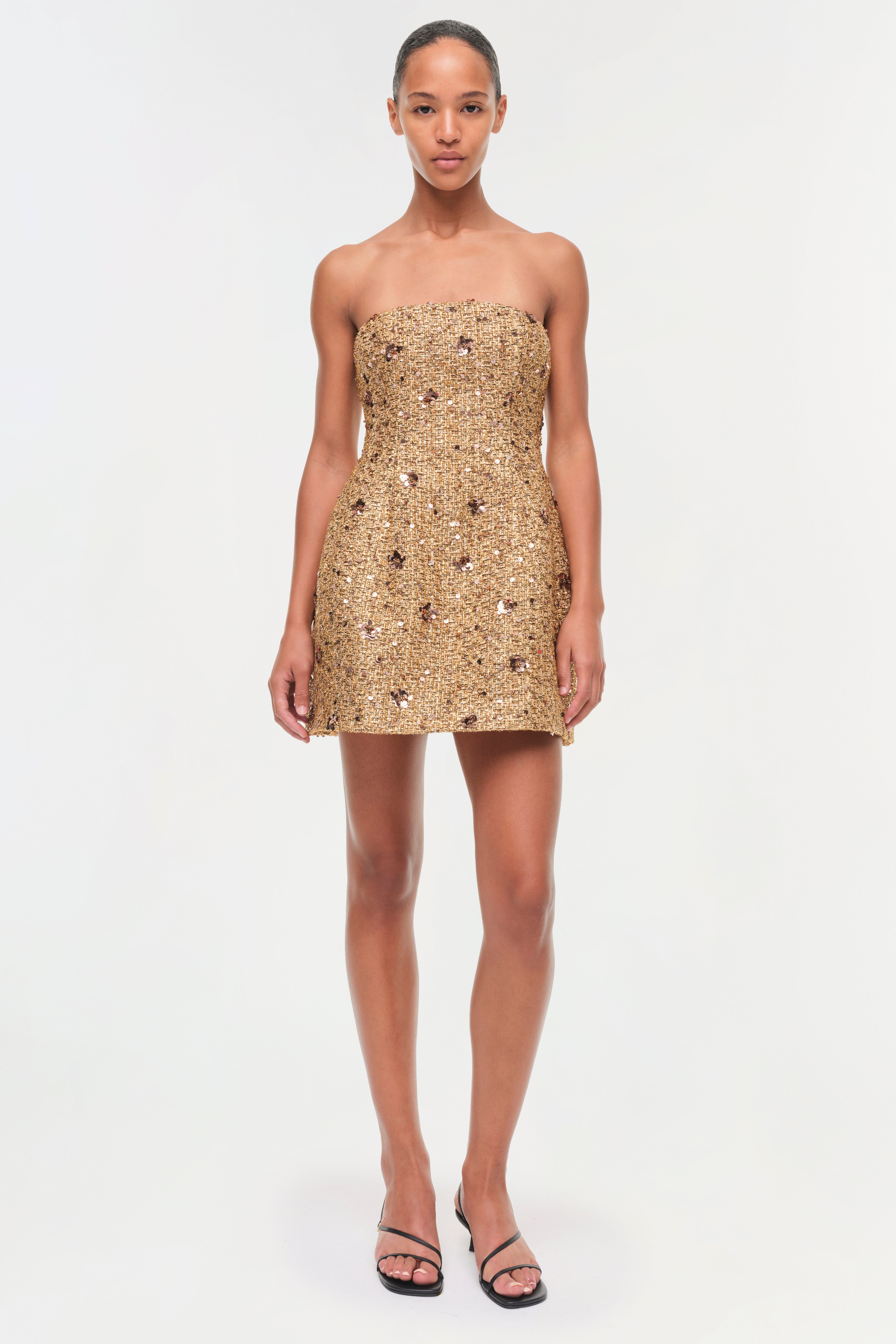 SIMKHAI Women's Kit Gilded Tweed Mini Dress in Gold Multi, Sequin, Size 4