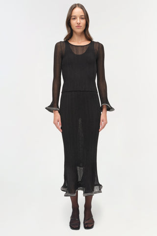 Brighton Metallic Plisse Midi Skirt