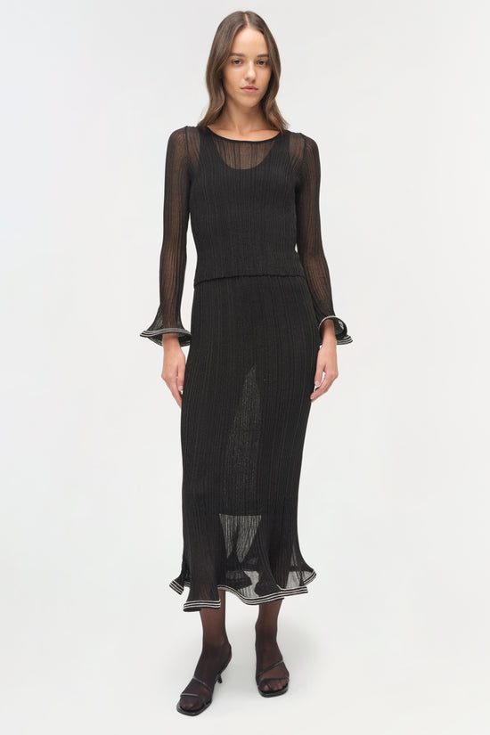 Brighton Metallic Plisse Midi Skirt