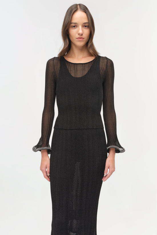 Maebry Metallic Plisse Top