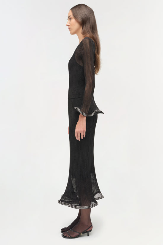 Brighton Metallic Plisse Midi Skirt