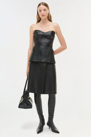 Tyla Leather Bustier Top