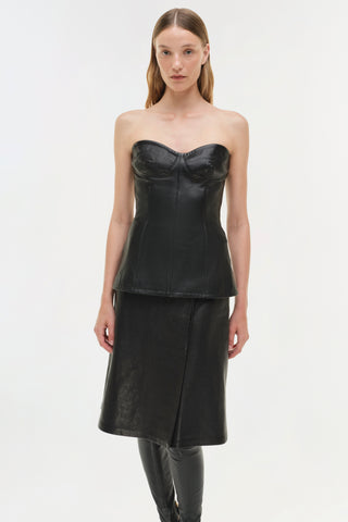 Tyla Leather Bustier Top