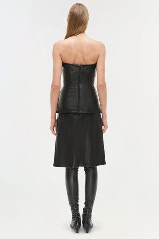 Tyla Leather Bustier Top