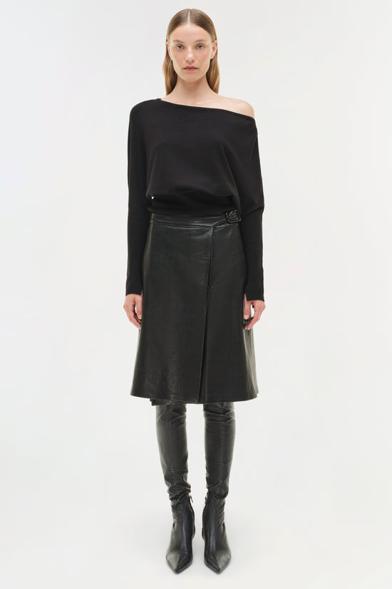 Raddix Leather Midi Skirt