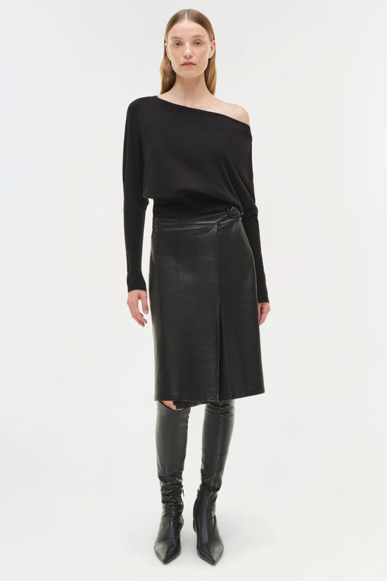 Raddix Leather Midi Skirt
