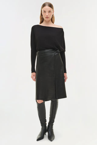 Raddix Leather Midi Skirt