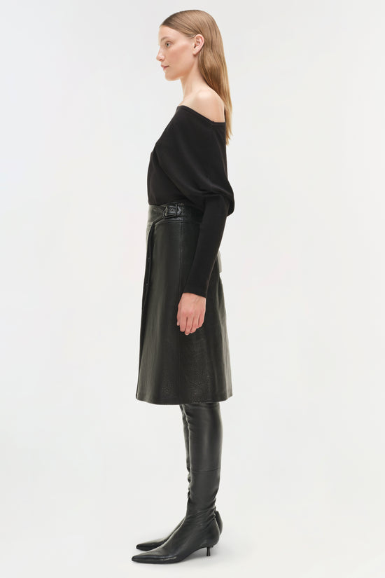 Raddix Leather Midi Skirt
