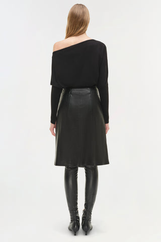 Raddix Leather Midi Skirt