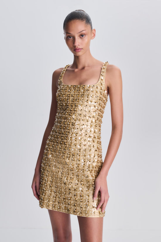 Ziva Embellished Satin Mini Dress