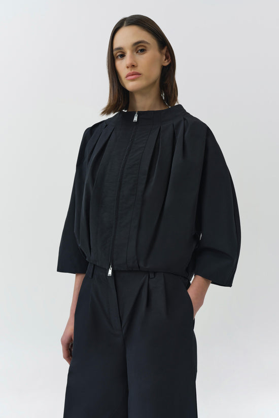 Jess Pleated Cotton Faille Jacket