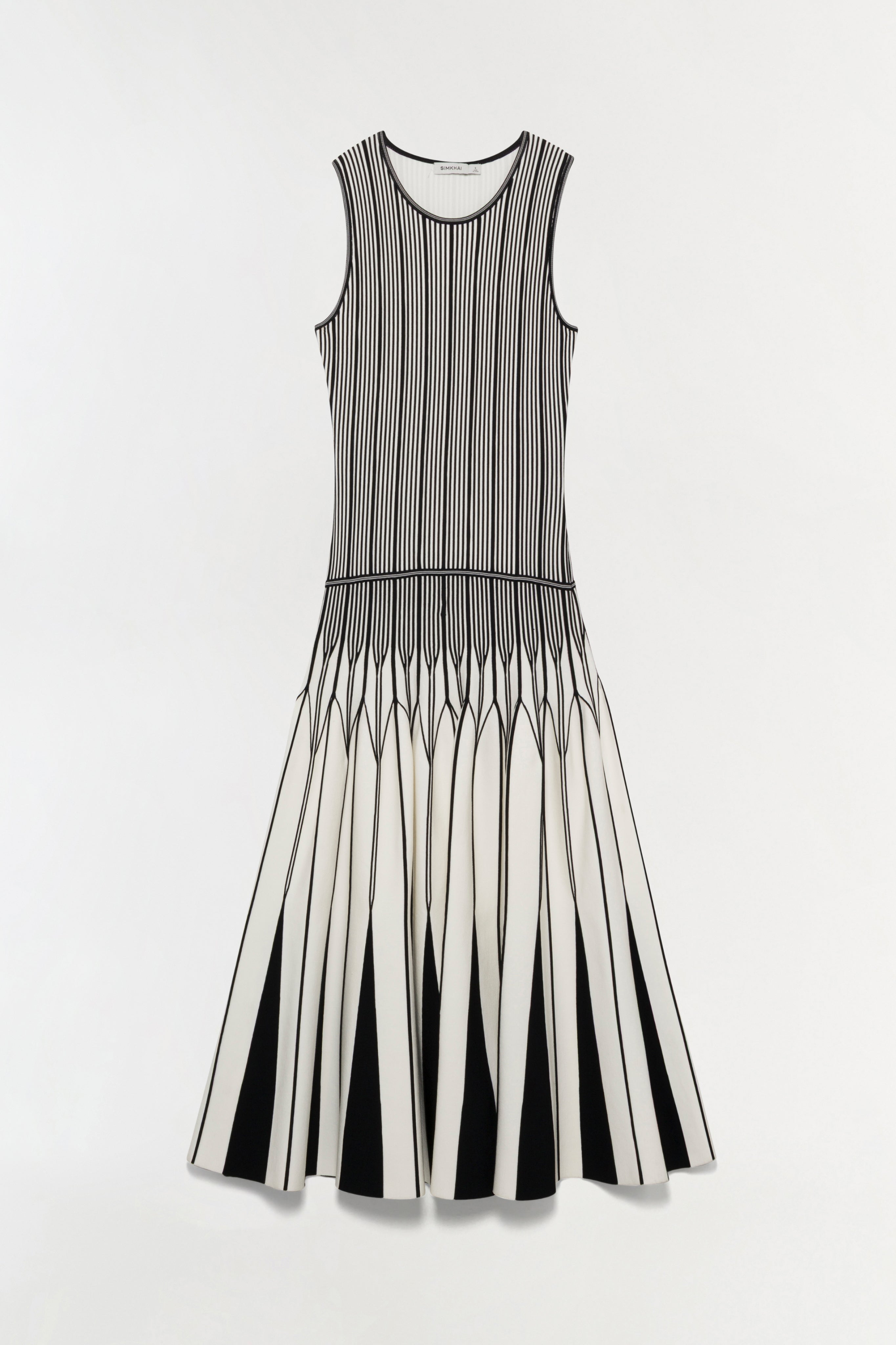 black and white knit midi dress Danica A Line Knit Midi Dress - Black/White