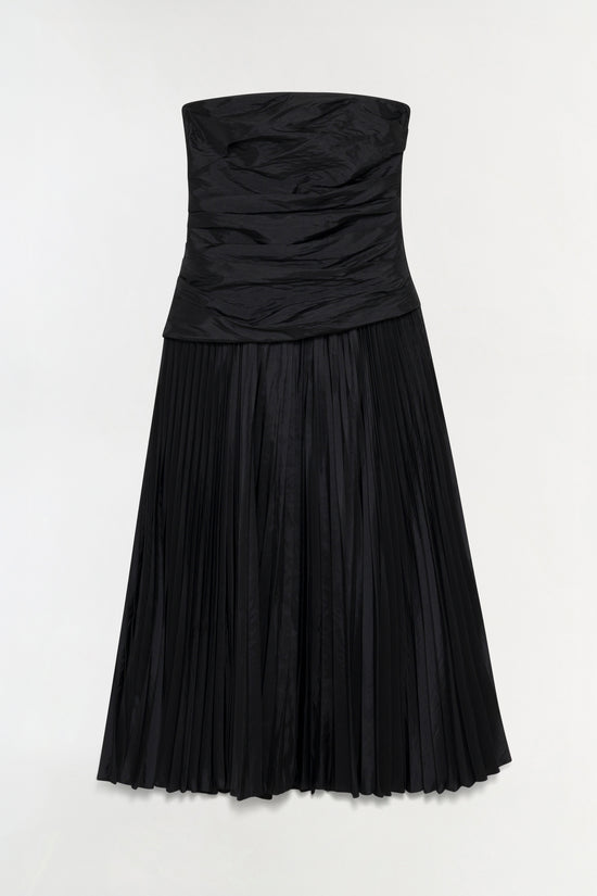 Arie Strapless Taffeta Bustier Midi Dress