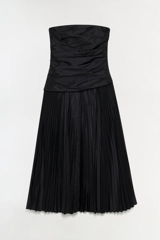 Arie Strapless Taffeta Bustier Midi Dress