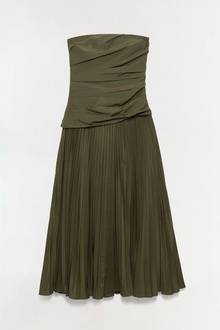 Arie Strapless Cotton Bustier Midi Dress