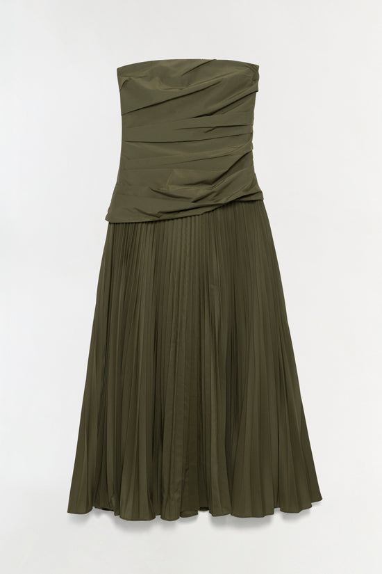 Arie Strapless Cotton Bustier Midi Dress