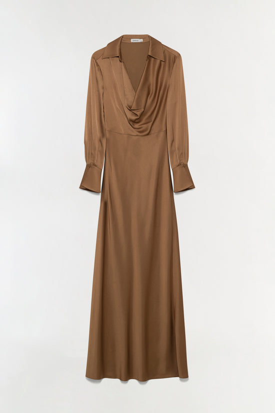 seferina draped long sleeve jersey dress Dina Draped Jersey Maxi Dress