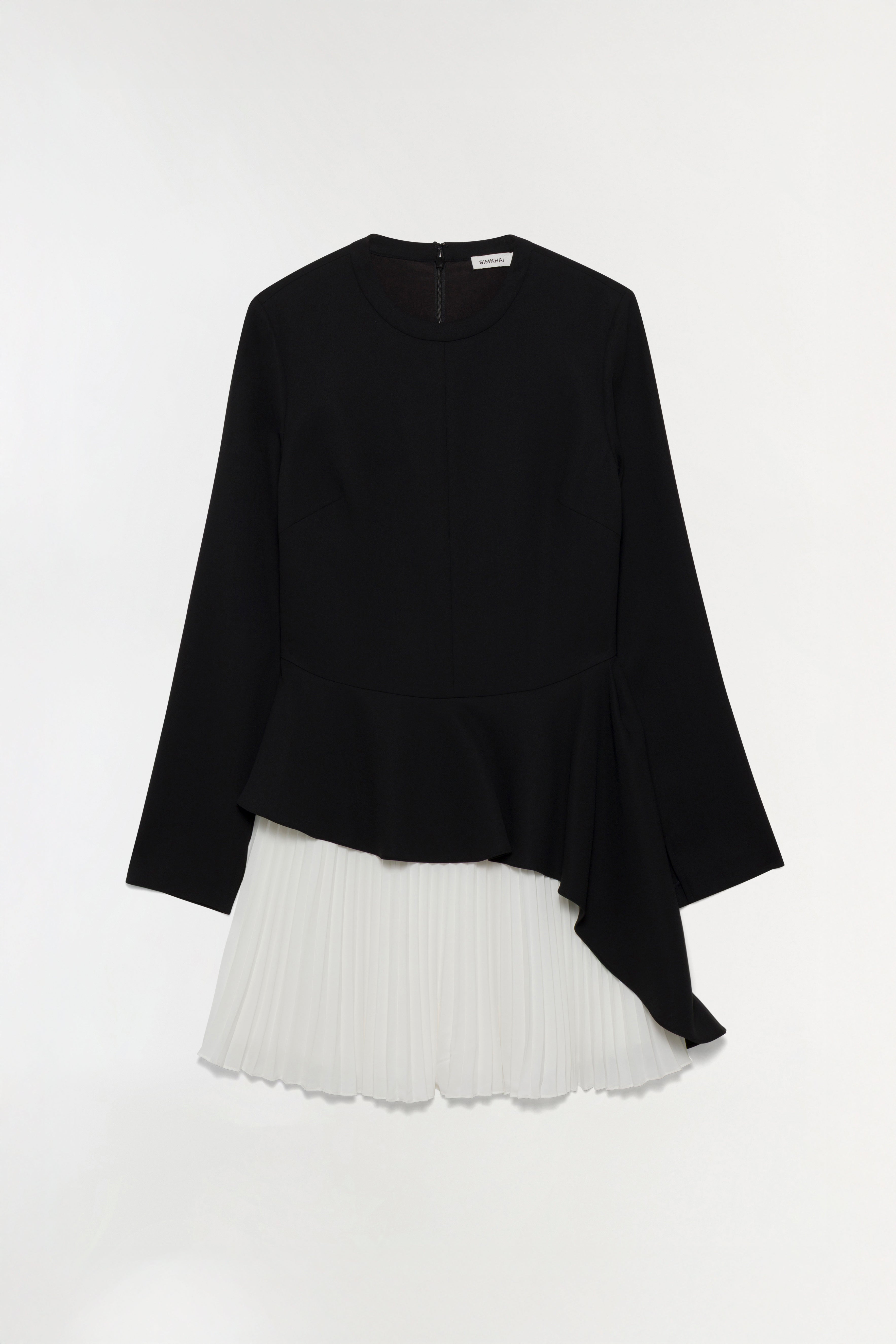 black and white pleated mini dress Posie Pleated Mini Dress - Black/White