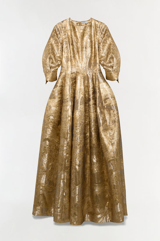 Claravelle Metallic Jacquard Gown