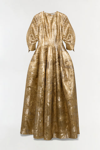 Claravelle Metallic Jacquard Gown